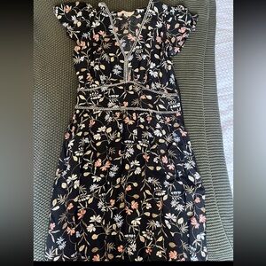 LOFT Black Floral Mini Dress